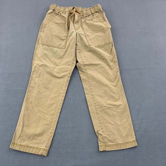 LL Bean Sunwashed Pants Mens Size Small Beige Stretch Canvas Inseam 26" Elastic - Picture 1 of 16